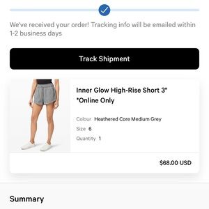 Lululemon inner glow high rise short